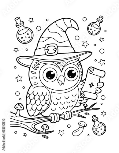 Halloween owl perched on a tree Vector illustration