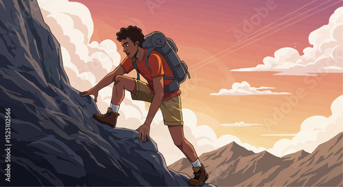 hiker on the top of mountain