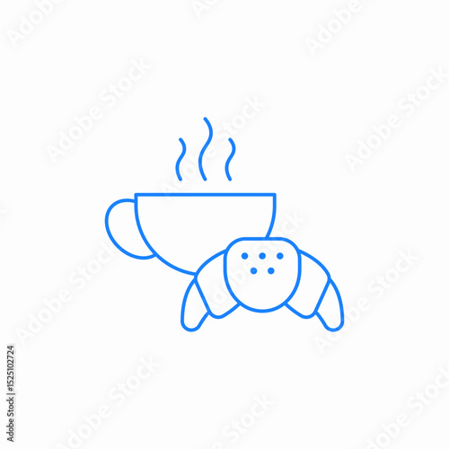 croissant coffee icon sign vector