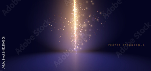 Scene dark blue with gold glitters lights sparkle. For product show, promotion, brochure.