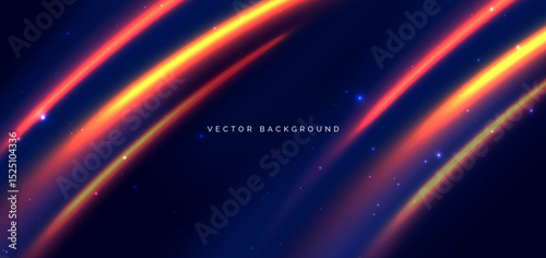 Light effect red curved motion speed movement on dark blue background.