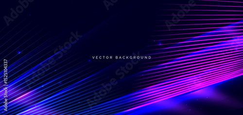 Abstract modern geometric blue and pink glowing diagonal lines background.