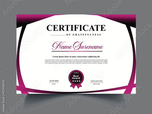 Modern unique certificate design sample