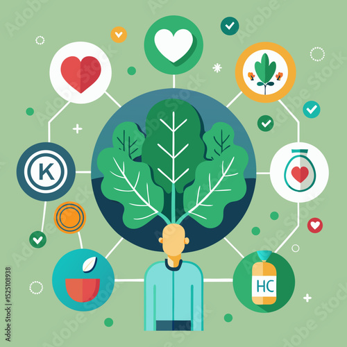 National Kale Day Vector Illustration, Healthy Green Superfood Concept with Organic Style