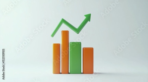 Free Download Rounded bar graph with green arrow on white background - GFXLoad