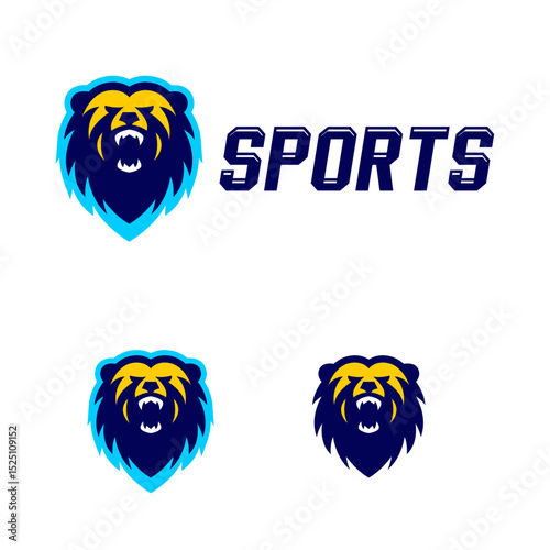Roaring Bear Front View Mascot Logo for Sports and Strength Branding
