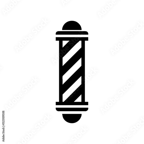 Vector logo of a barber pole with clean diagonal stripes in minimalist black.

