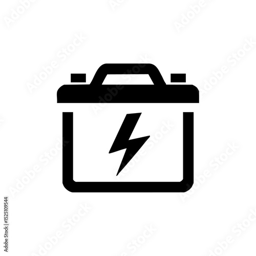 Vector logo of a car battery with lightning bolt in minimalist black style.

