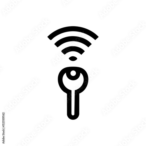 Vector logo of a smart car key with Wi-Fi signal in minimalist black outline style.

