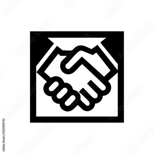 Minimal black vector of two hands shaking, ideal for business partnerships and contracts.

