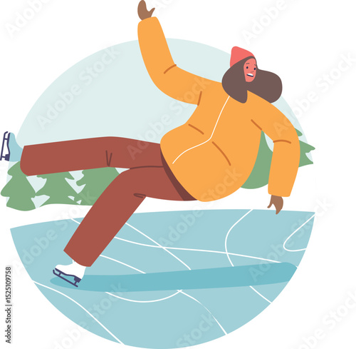 Distressed woman falling on rink