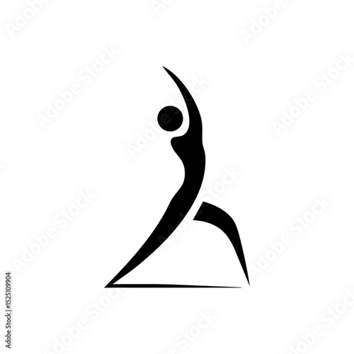 Minimalist black vector icon of a human figure in a stretching pose.


