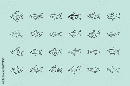 Rainbow Shark, aquarium fish line art illustration