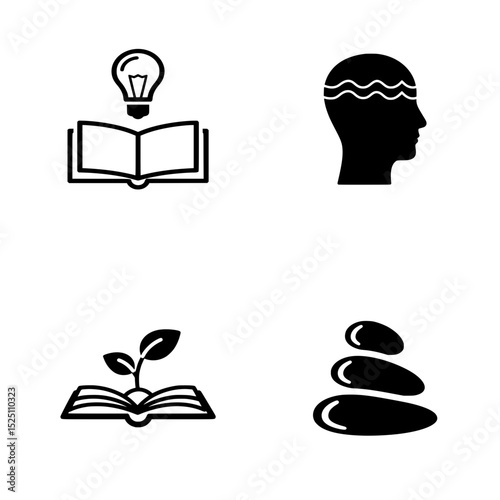 Reading & Contemplation Benefits Vector Icon Set