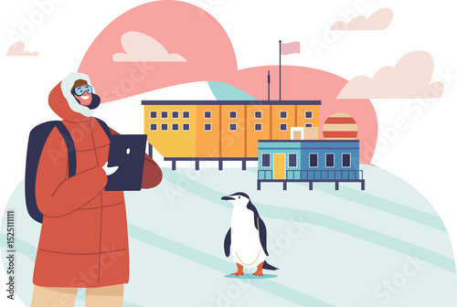Woman polar explorer during expedition