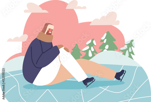 Man skating injuring knee vector illustration