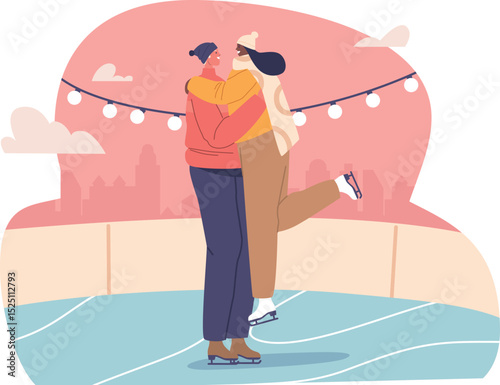 Couple in love on rink
