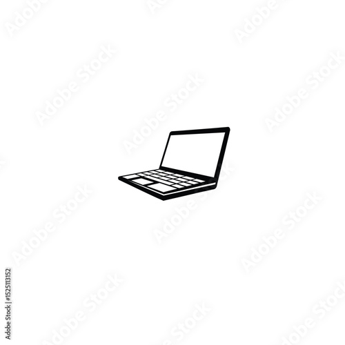 Silhouette of a laptop with an open screen and clean, bold lines