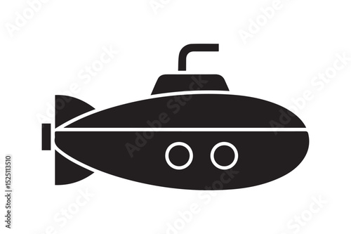 Simple Black Submarine Icon Design for Underwater Exploration and Naval Themes