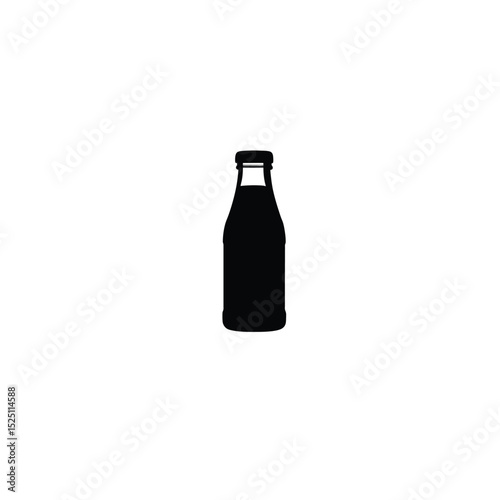 Silhouette of a milk bottle with clean edges, set on a plain background