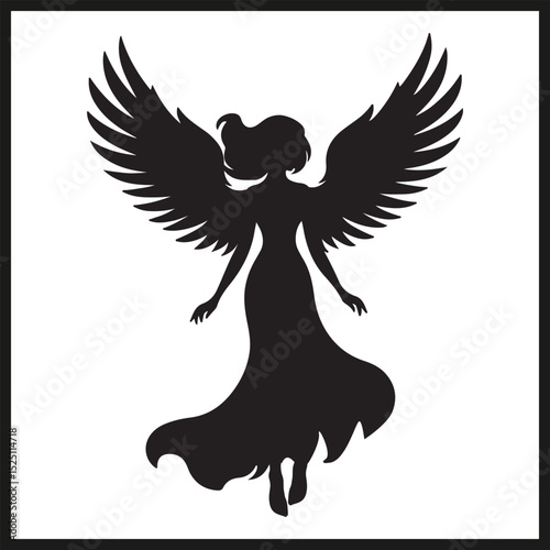 A black silhouette of an Angel vector