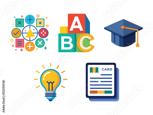 Education and learning concepts illustrated with colorful academic and school related icons