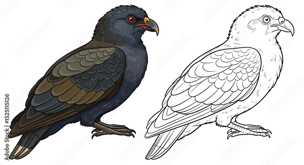 Fototapeta premium Asian Koel Coloring Sheet Featuring Full Color and Clean Line Art for Young Birders