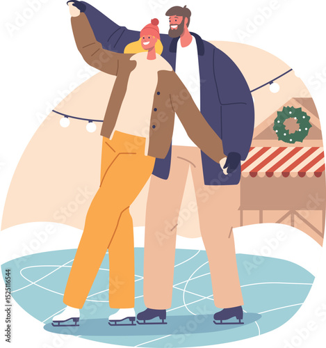 Smiling loving couple on rink