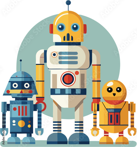 retro robot vector illustration