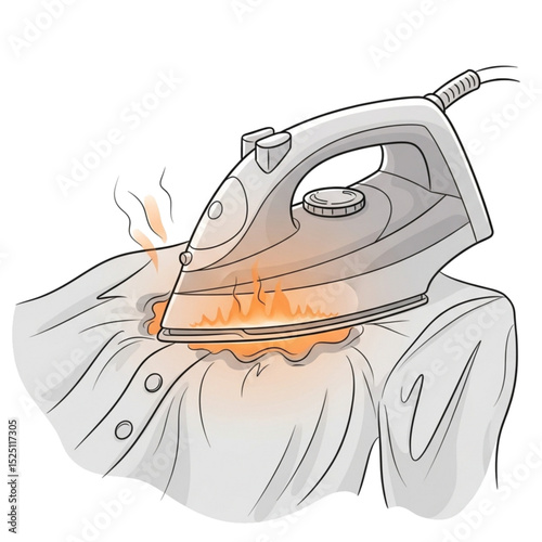 Burning iron on shirt – refers to laundry accident.