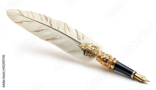 Feather quill gold detail writing instrument