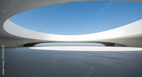 Futuristic Minimalist Architecture Under Clear Blue Sky