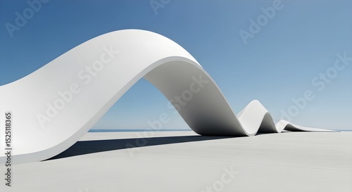 Futuristic Minimalist Architecture Under Clear Blue Sky