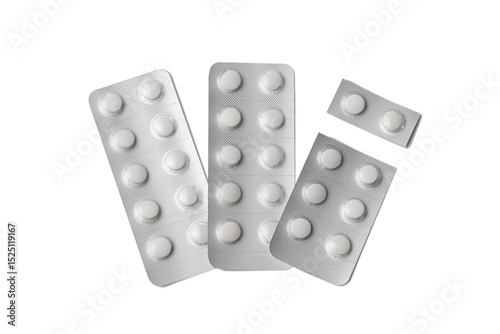 複数枚並んだ未開封の白い錠剤シート