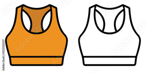 Coloring Page For Kids A racerback sports bra. Clothing Outline With Vector Illustration
