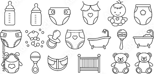 Baby care icons seamless pattern isolated on white background vector illustration.
