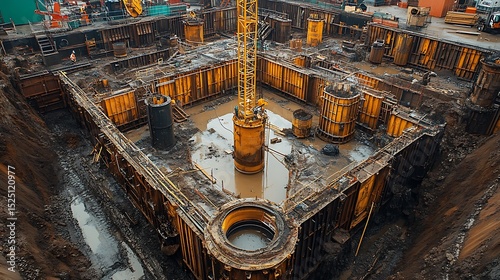 Construction site foundation preparation
