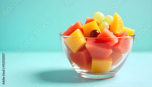 vibrant fresh fruit salad on a clean minimal background