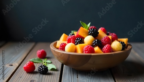 vibrant fresh fruit salad on a clean minimal background