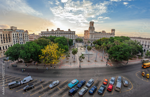 Cuba, old Havana, view of the central park in the early morning. photo