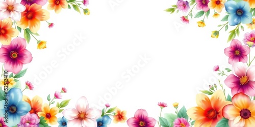 Vibrant watercolor flower border, perfect for cards & banners,  graphic,  art