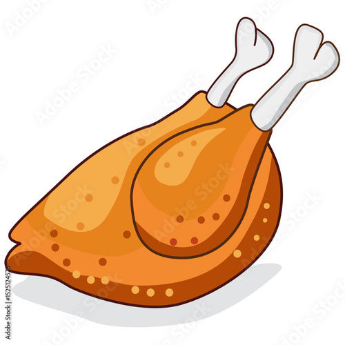 a cartoon illustration of a roasted chicken. flat design