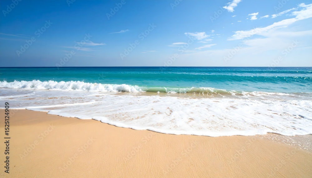Fototapeta premium Tropical beach with turquoise sea and golden sand on a sunny day