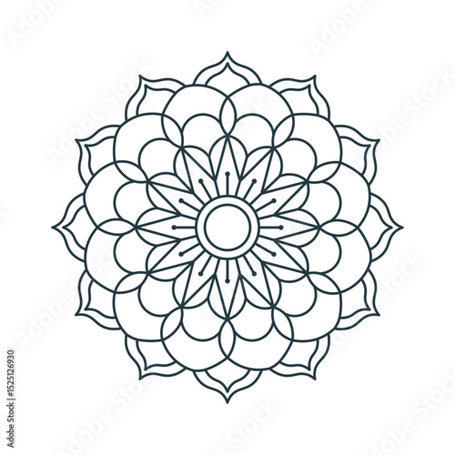 Elegant circular mandala design outline illustration