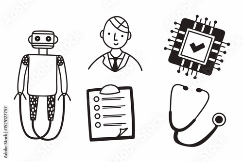 Professional medical technology icons robot doctor ai