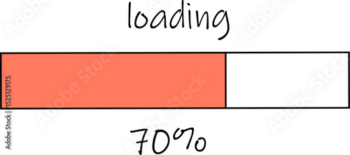Hand Drawn Loading Bar Illustration at 70 Percent Progress – Sketch Style Progress Indicator for Web and UI Design, Download Status, or App Buffer Concept