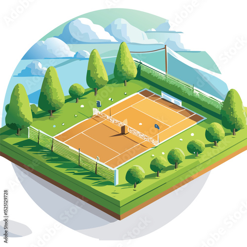 Tennis Court Illustration Vector 2D