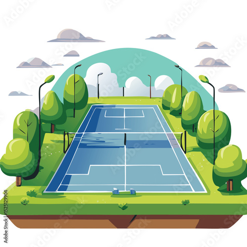 Tennis Court Illustration Vector 2D