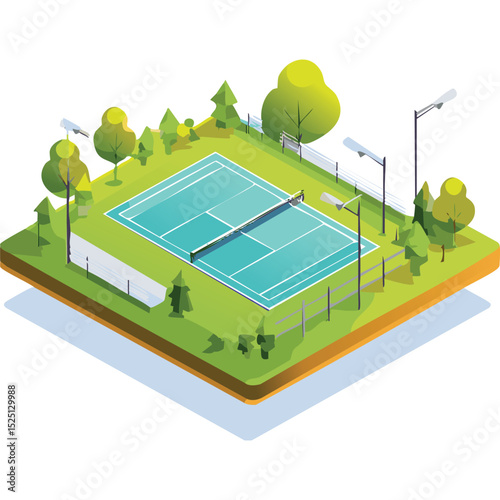 Tennis Court Illustration Vector 2D