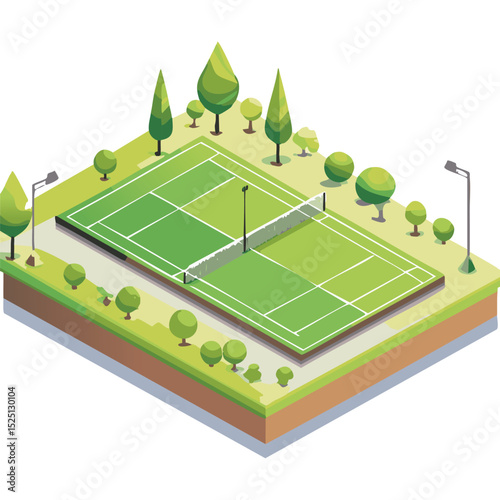 Tennis Court Illustration Vector 2D